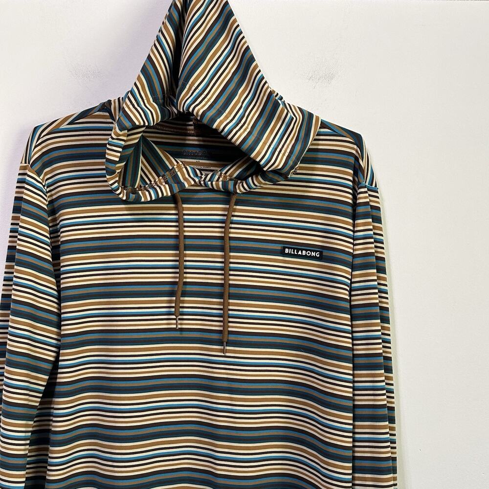 Billabong Mens Pullover Hoodie Top Shirt‎ M Stripes Lounge Summer Long Sleeve - Picture 3 of 8